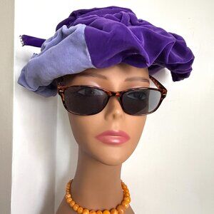Vintage 60s USA Velvet Edwardian Purple Lavender Mod Boho Soft Handmade Hat Fun
